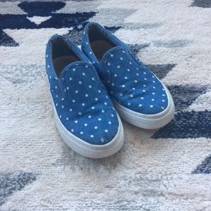 Gap slip on sneakers - denim with white polka dot